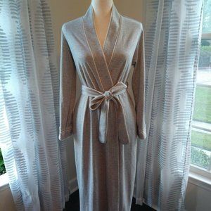 Jones New York Women's Gray  Embroidered Sleeves Bath Robe Size S/M